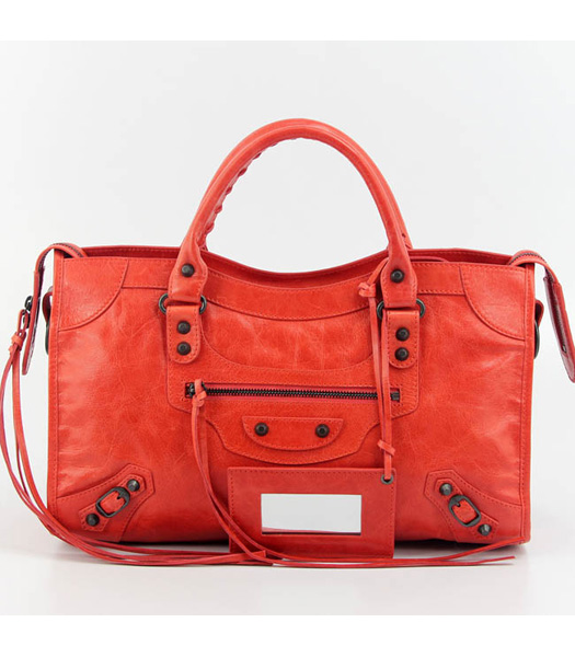 Balenciaga Motorcycle City Bag in pelle Red Light Olio (rame